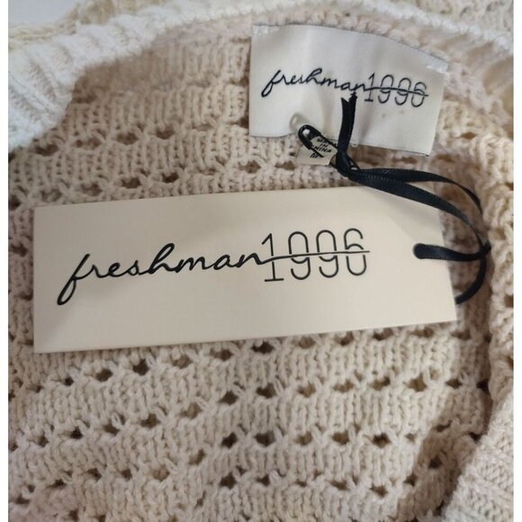 Freshman 1996 Womens Cropped Open-Knit ButtonUp Cardigan Sweater Long Sleeve M - Picture 3 of 8